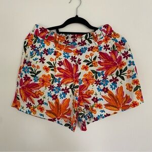 Vibrant Floral Linen Blend 4” Shorts